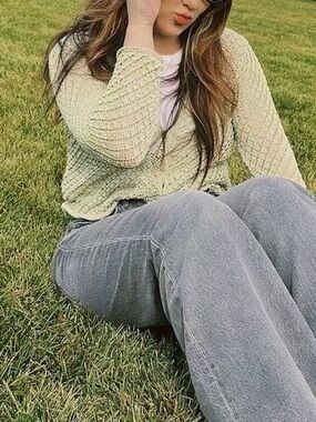 vintage green woven cardigan